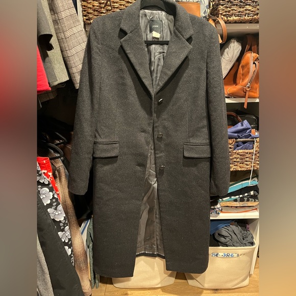 J. Crew Wool Cashmere Blend Blazer Coat 12 Black Button Front Pockets #6601 - Picture 3 of 8